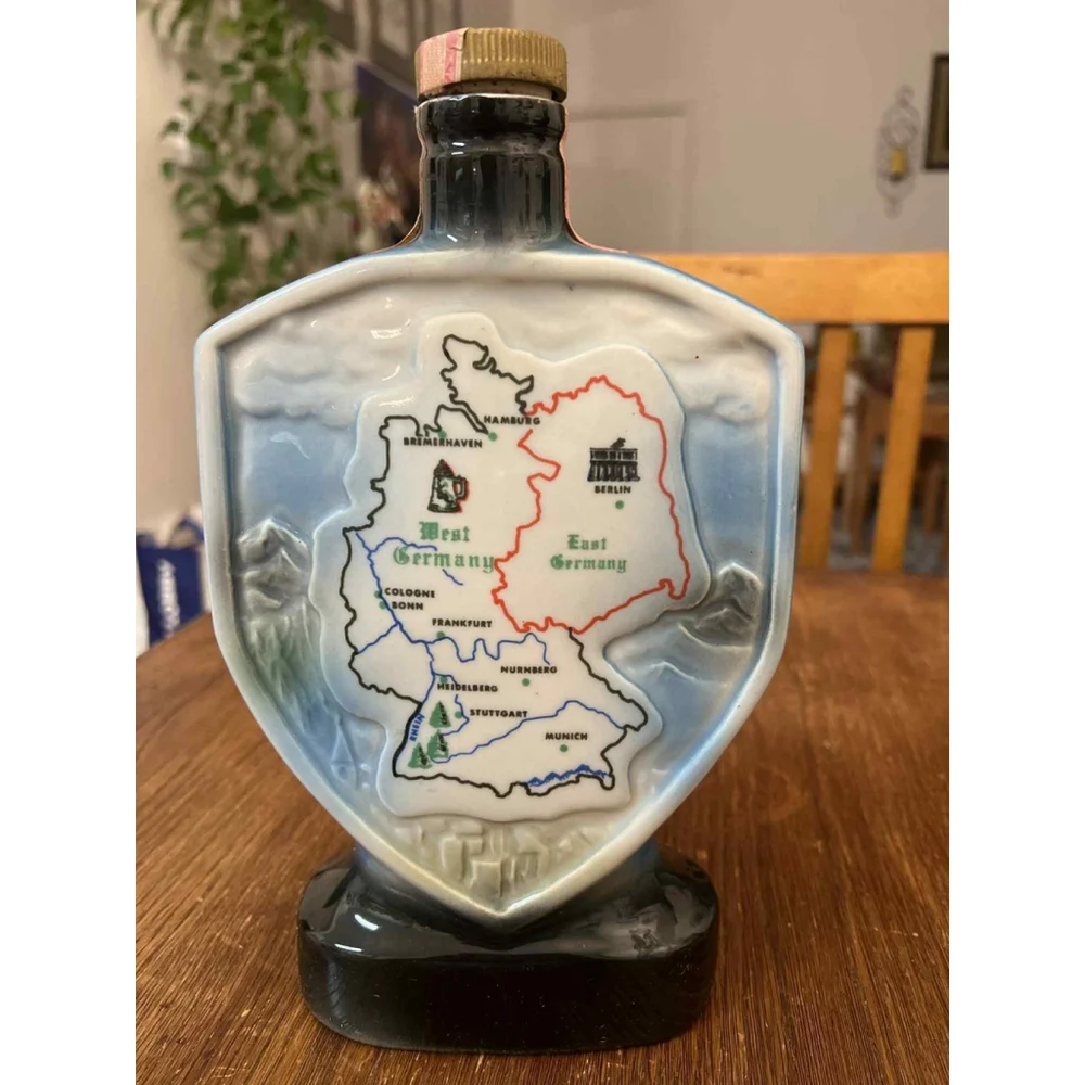 Jim Beam 1970 Regal China Decanter Germany Shield w/ East & West Map Vintage*